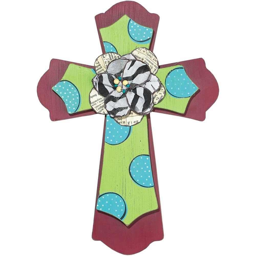 Wall Cross Wood 16IN Burg/Green/b by Dicksons
