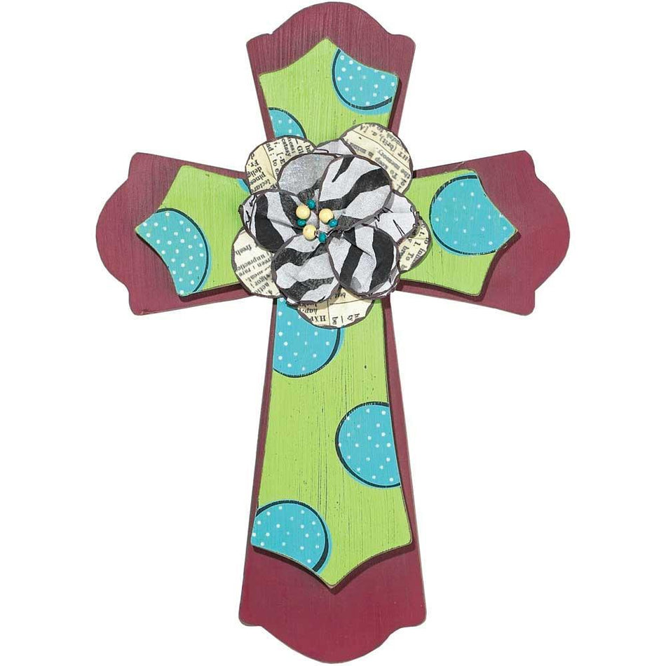 Wall Cross Wood 16IN Burg/Green/b by Dicksons