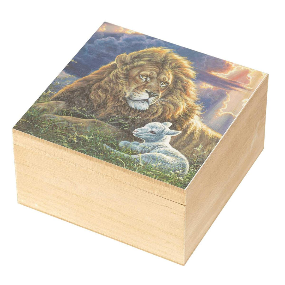 Wood Box Lion And Lamb Perfect Peace by Dicksons