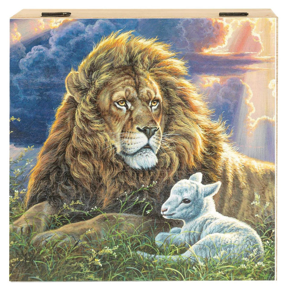 Wood Box Lion And Lamb Perfect Peace by Dicksons, product view 2