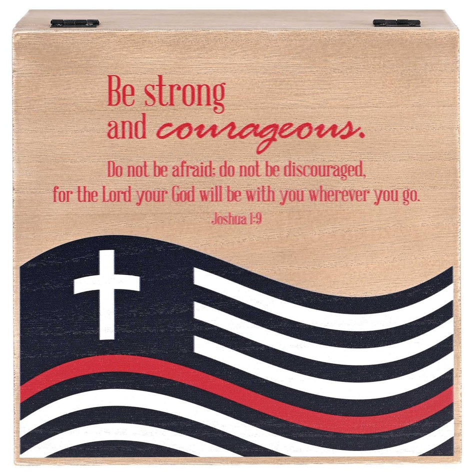 Firefighter Strong And Courageous Black and Red 9 x 5 Inch MDF Keepsake Photo by Dicksons, product view 2