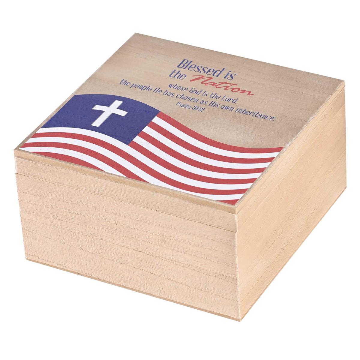 Keepsake Box Flag Blessed Is The MDF by Dicksons