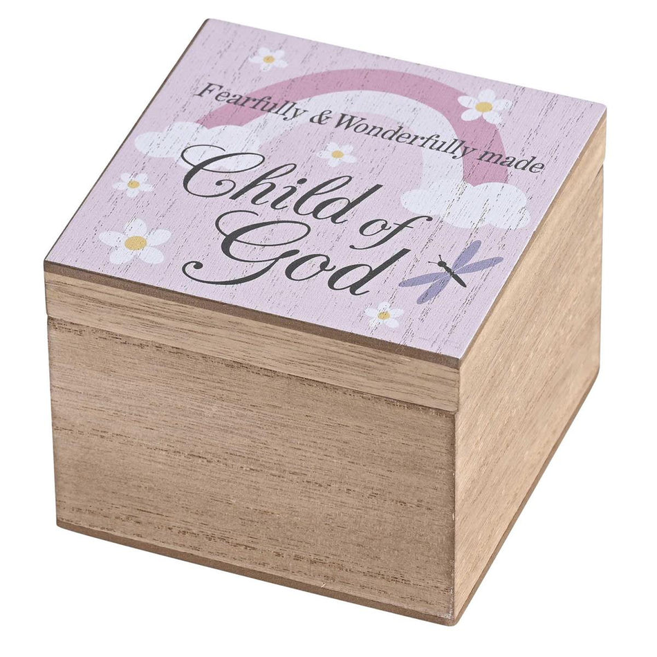 Wonderfully Made Child Of God, Pink 5 x 4 Inch MDF Wood Trinket Jewelry Music by Dicksons