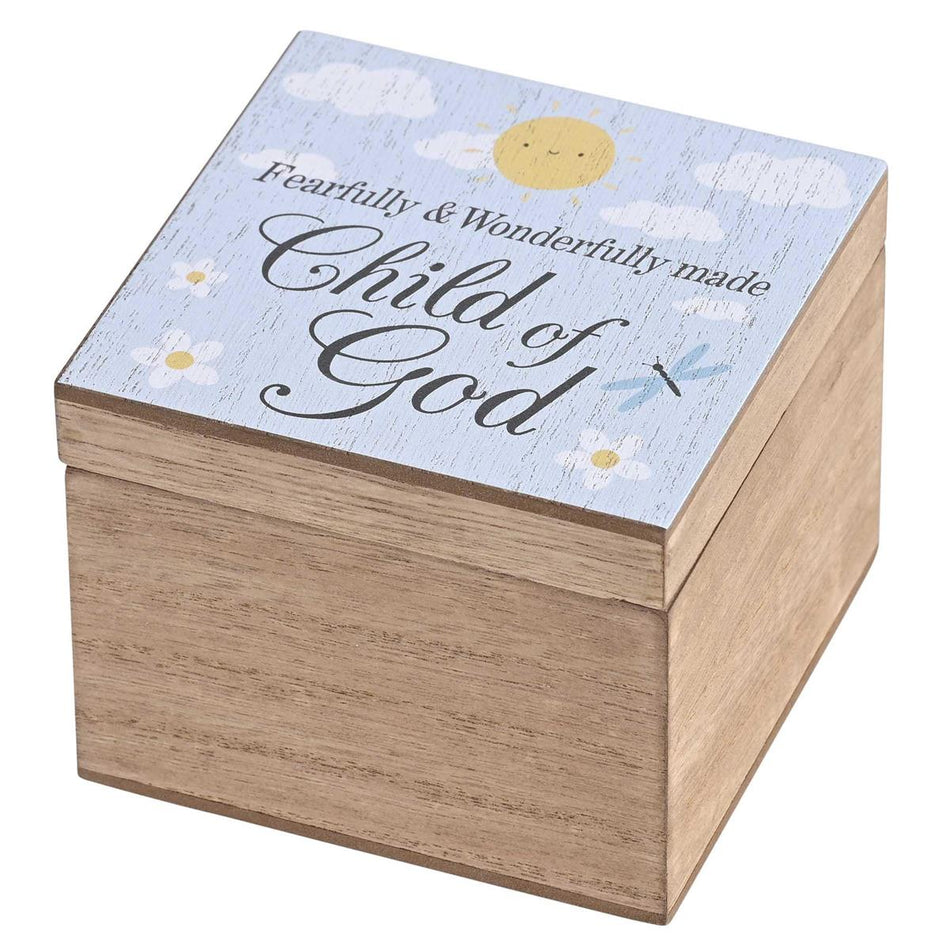Keepsake Box Child Of God Blue MDF 4x4 Blue 5 x 4 Inch MDF Wood Trinket Jewelry by Dicksons