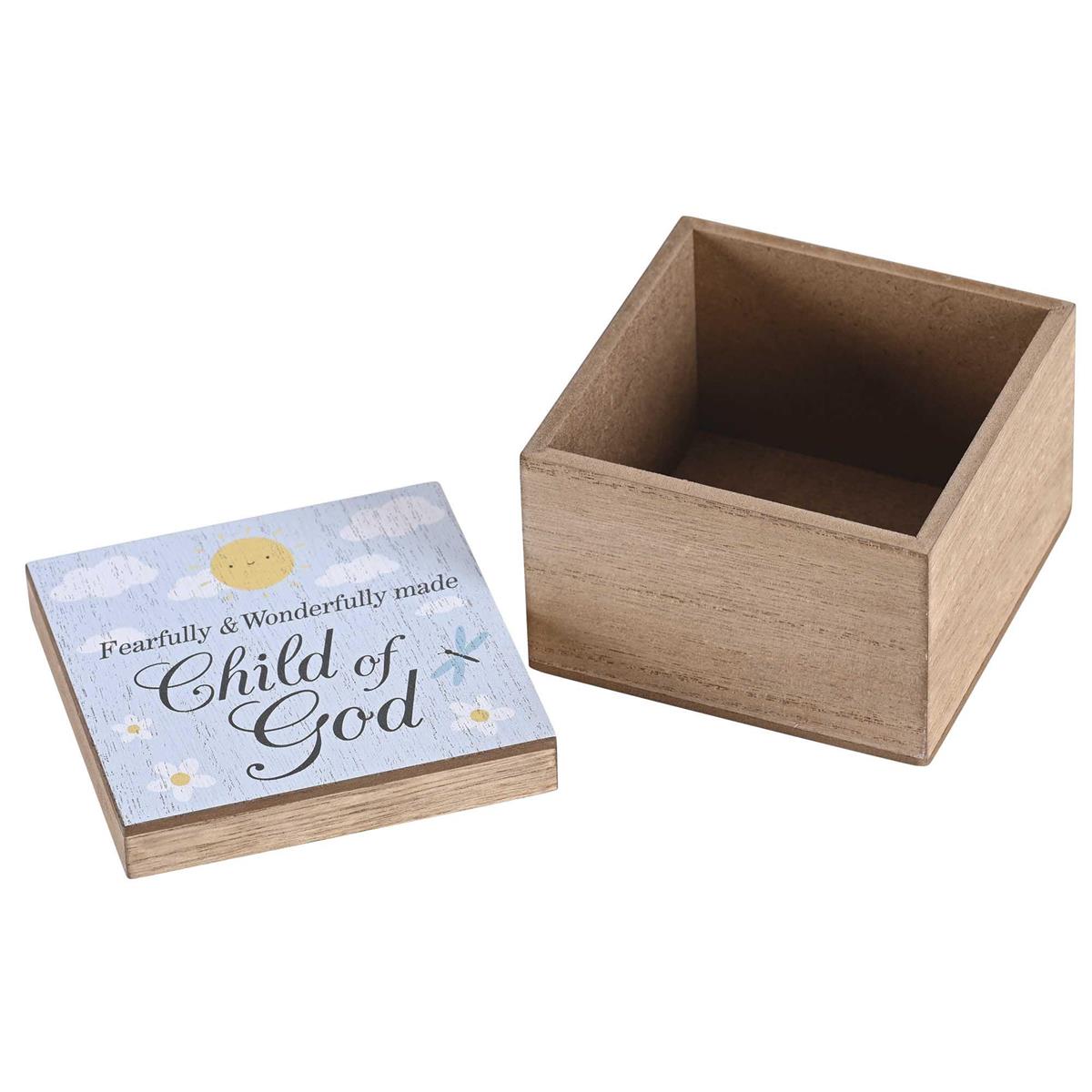 Keepsake Box Child Of God Blue MDF 4x4 Blue 5 x 4 Inch MDF Wood Trinket Jewelry by Dicksons, product view 3