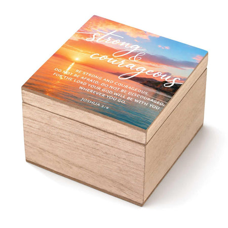 Keepsake Box Strong & Courageous MDF 4x4 by Dicksons