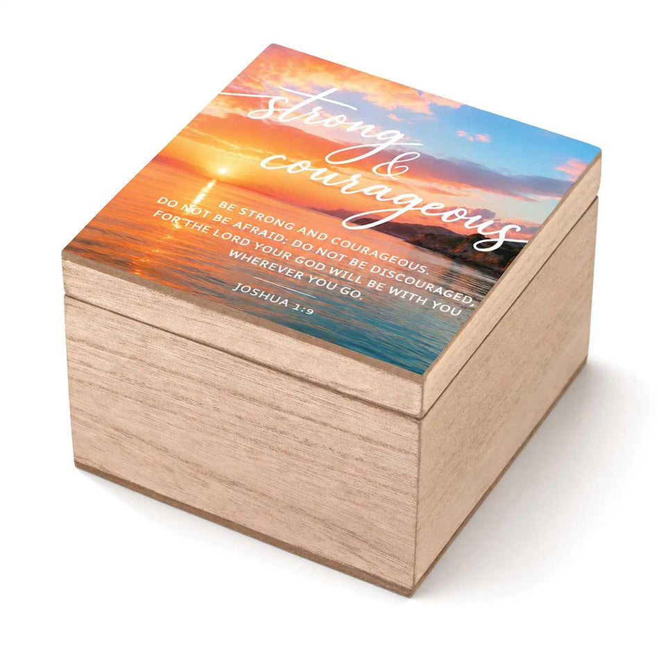 Keepsake Box Strong & Courageous MDF 4x4 by Dicksons