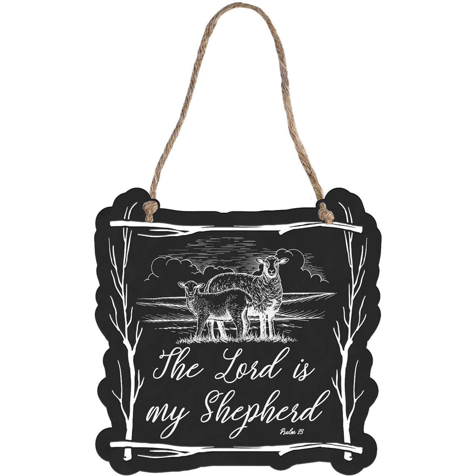 Lord is my Shepherd Psalm 23 Black and White Sheet Iron Decorative Hanging Wall by Dicksons