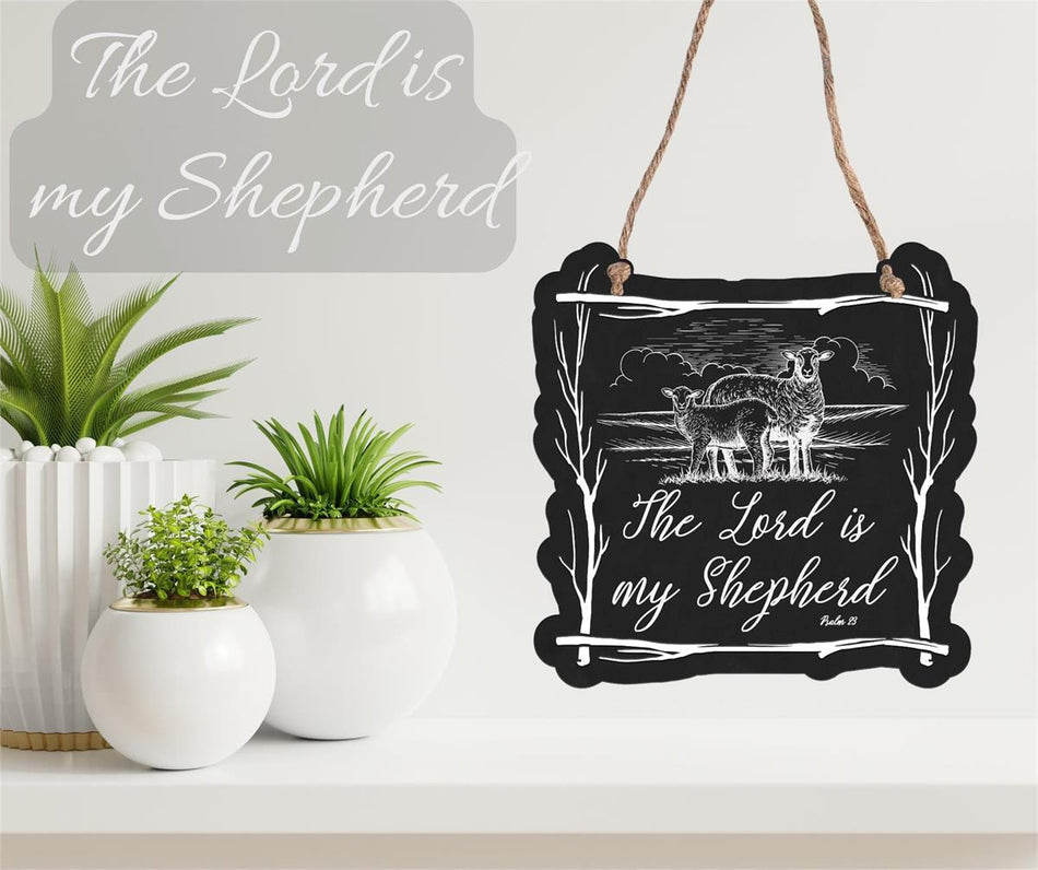 Lord is my Shepherd Psalm 23 Black and White Sheet Iron Decorative Hanging Wall by Dicksons, product view 2