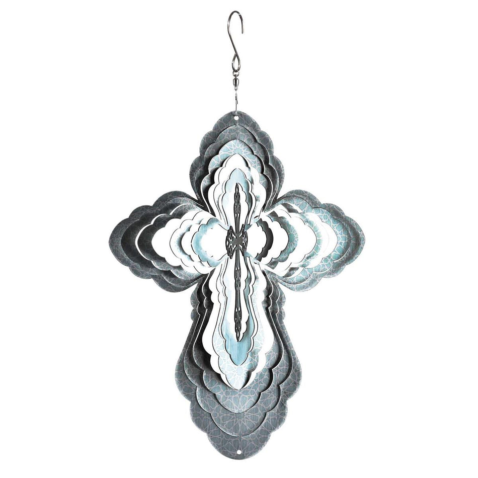 Cut Cross Shaped Ombre Blue 12 x 6 Stainless Steel Outdoor Porch Deck Balcony by Dicksons