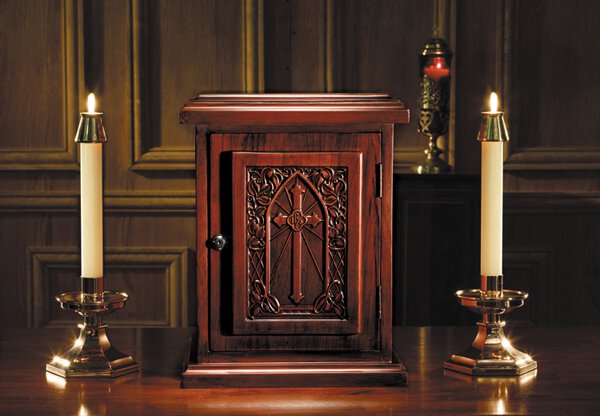 Plain Cross Wood Tabernacle - Walnut by Christian Brands, product view 2