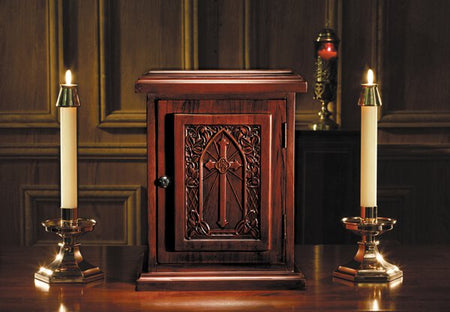 Plain Cross Wood Tabernacle - Walnut by Christian Brands, product view 2