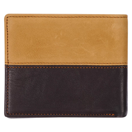 Two-tone Dark Brown and Camel Tan Leather Wallet with Cross Badge by Christian Art Gifts, product view 3