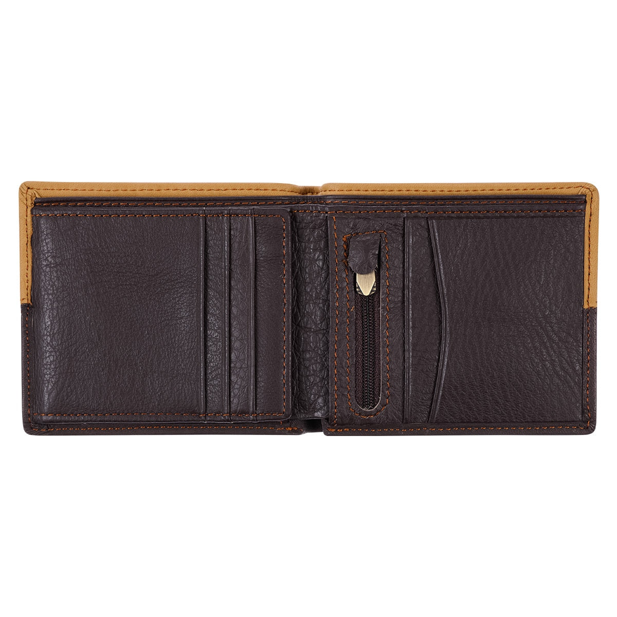 Two-tone Dark Brown and Camel Tan Leather Wallet with Cross Badge by Christian Art Gifts, product view 4