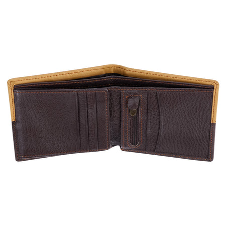 Two-tone Dark Brown and Camel Tan Leather Wallet with Cross Badge by Christian Art Gifts, product view 6