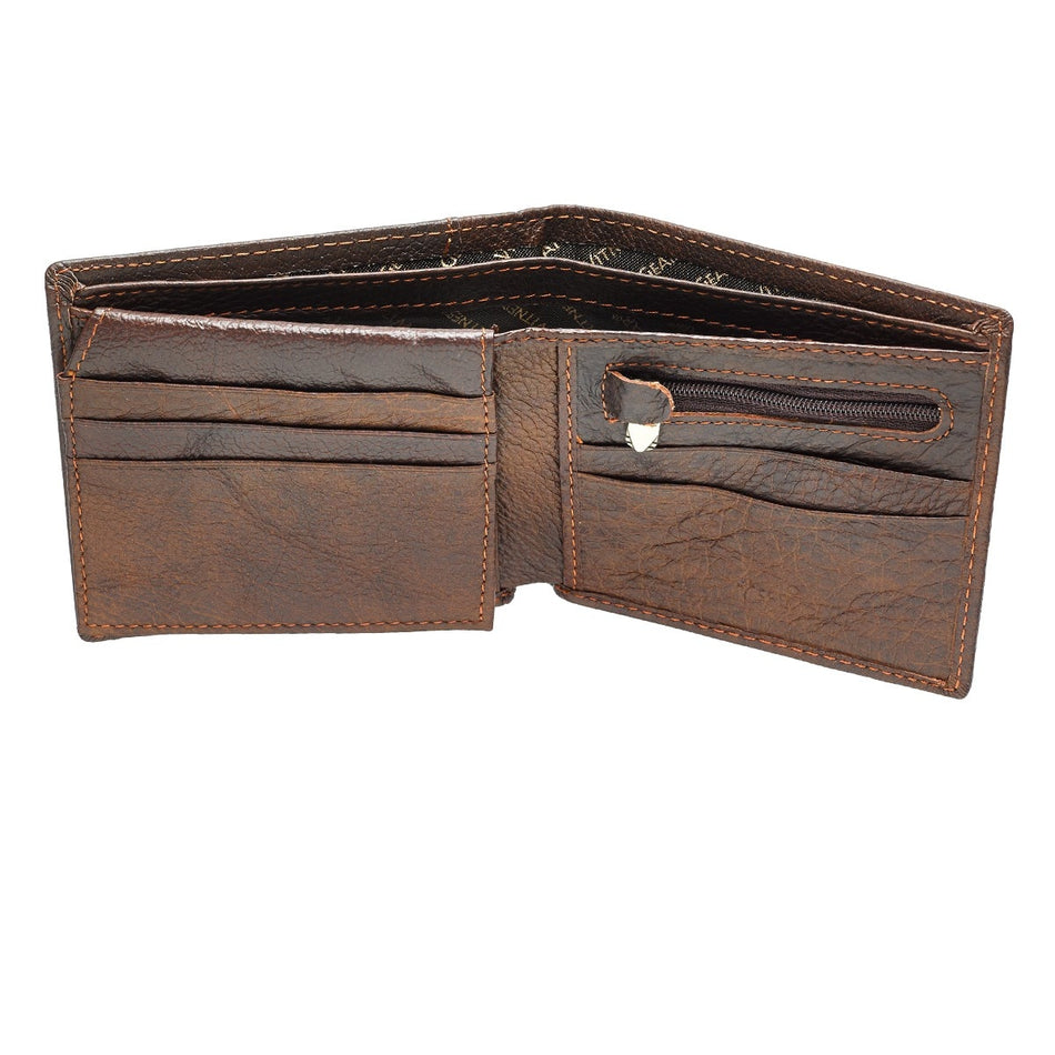 Strong and Courageous Two-tone Brown Full Grain Leather Wallet - Joshua 1:9 by Christian Art Gifts, product view 2