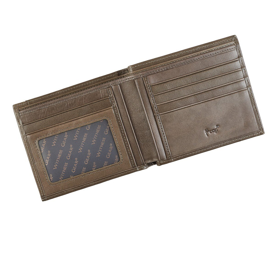 John 3:16 Cross Taupe Full Grain Leather Wallet by Christian Art Gifts, product view 2