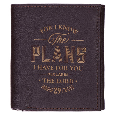 The Plans Black Full Grain Leather Wallet - Jeremiah 29:11 by Christian Art Gifts