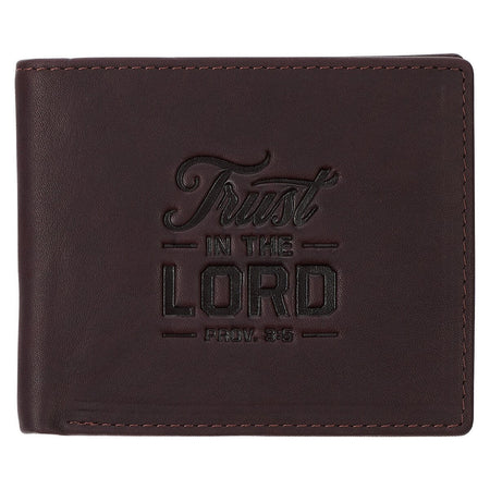 Trust in the Lord Dark Brown Full Grain Leather Wallet - Proverbs 3:5 by Christian Art Gifts
