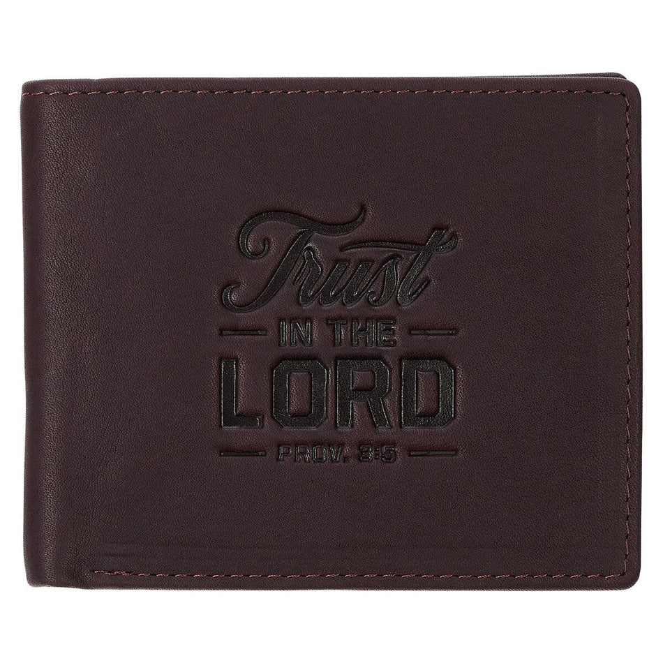 Trust in the Lord Dark Brown Full Grain Leather Wallet - Proverbs 3:5 by Christian Art Gifts