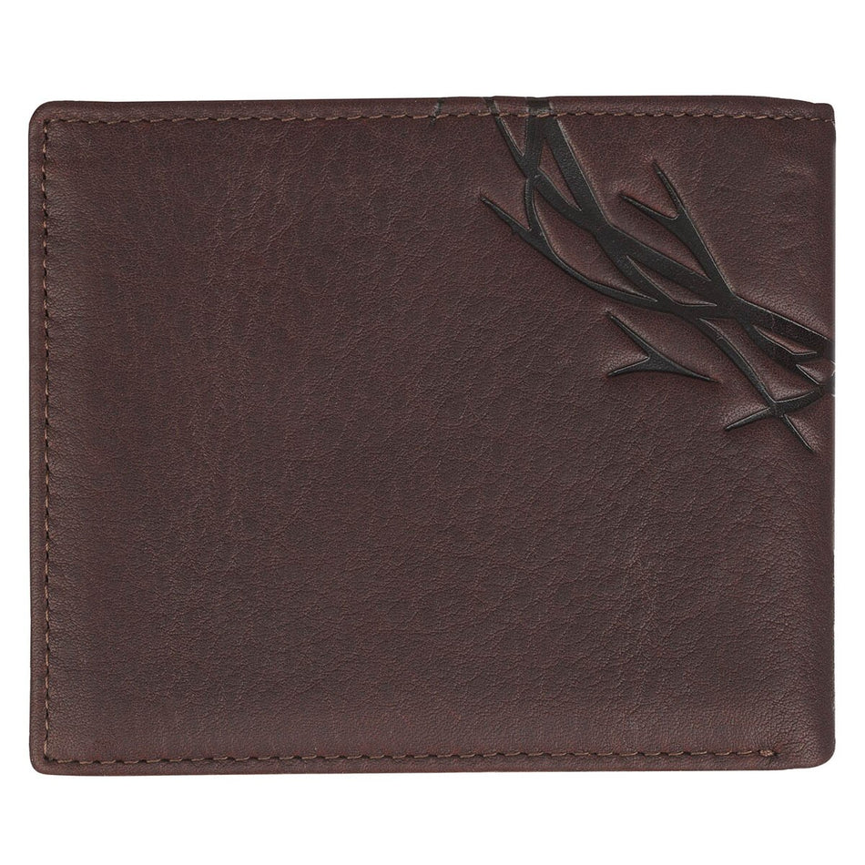 Crown of Thorns Espresso Brown Genuine Leather Wallet by Christian Art Gifts, product view 2