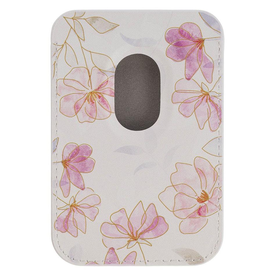 Walk by Faith Pink Cosmos Faux Leather Phone Wallet - 2 Corinthians 5:7 by Christian Art Gifts, product view 2