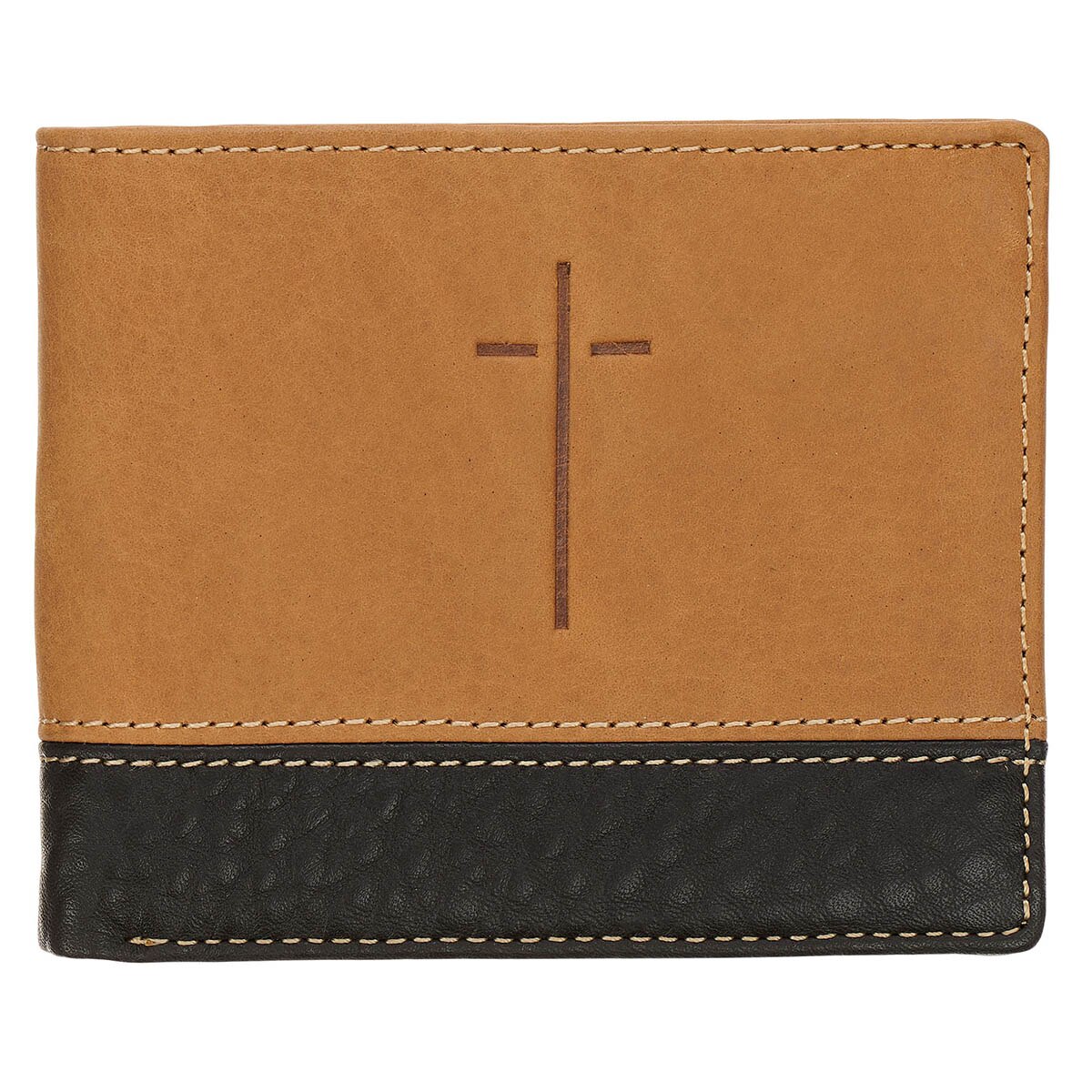 Cross Camel Tan and Espresso Full-grain Leather Wallet by Christian Art Gifts