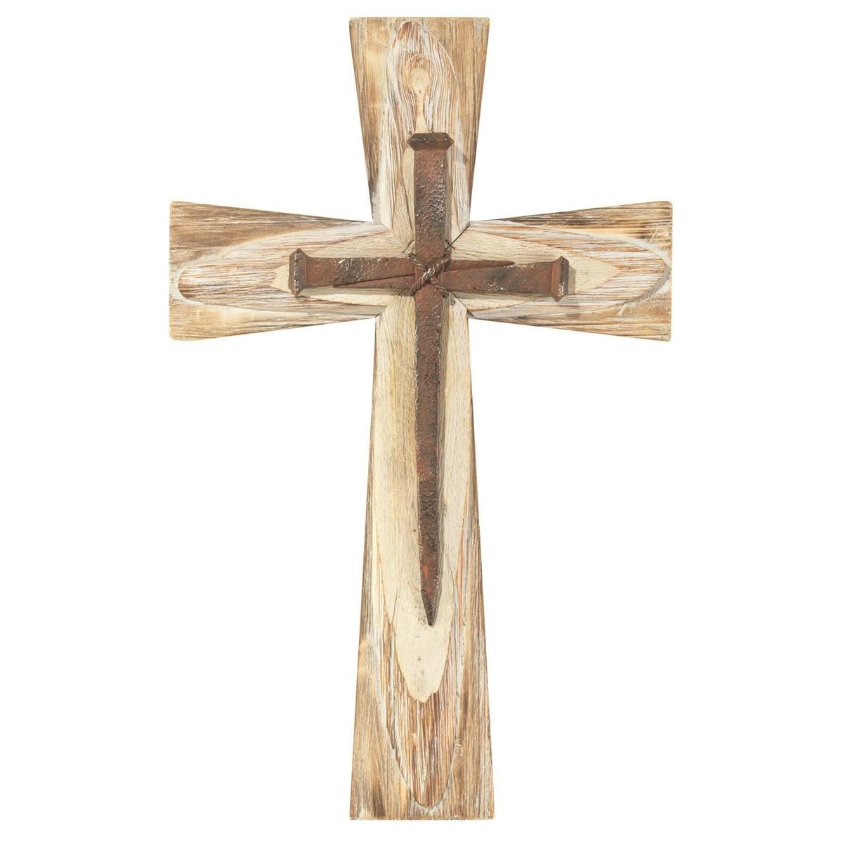 Rustic Nails Decorative Natural Woodgrain 19.5 x 12.75 Wood And Resin Wall Cross by Dicksons