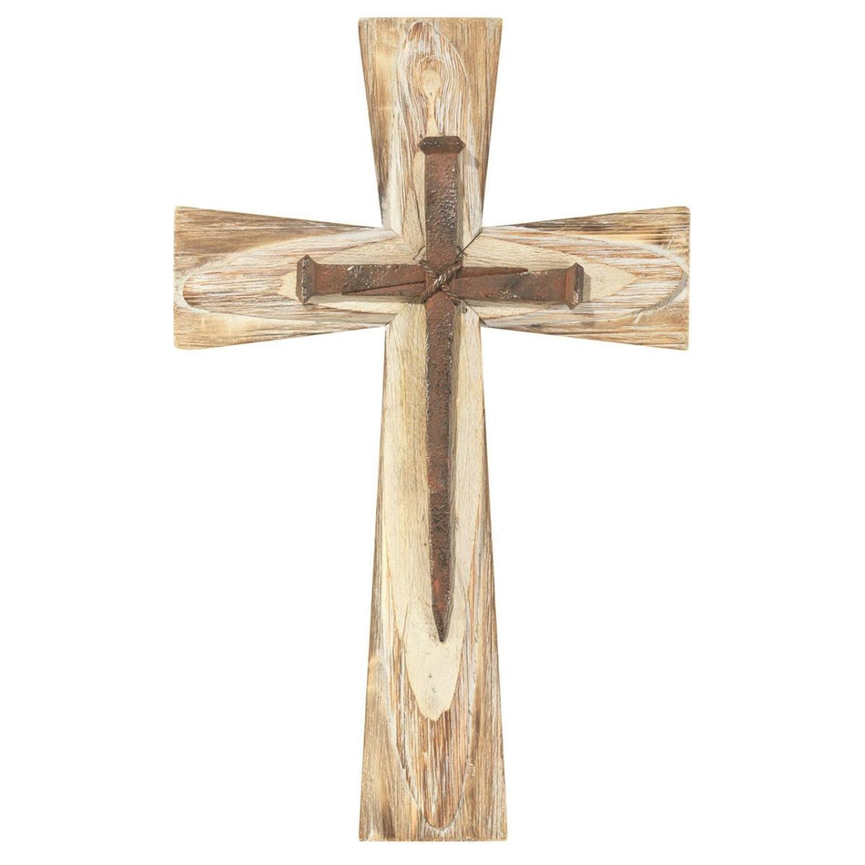 Rustic Nails Decorative Natural Woodgrain 19.5 x 12.75 Wood And Resin Wall Cross by Dicksons