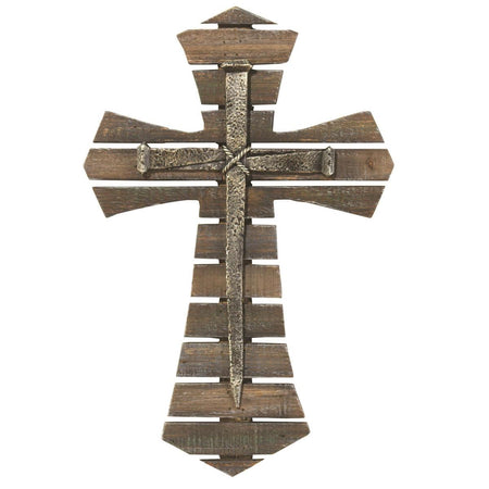 Rustic Pallet Wood Nail Applique 11.75 x 16 Decorative Wood Wall Cross by Dicksons