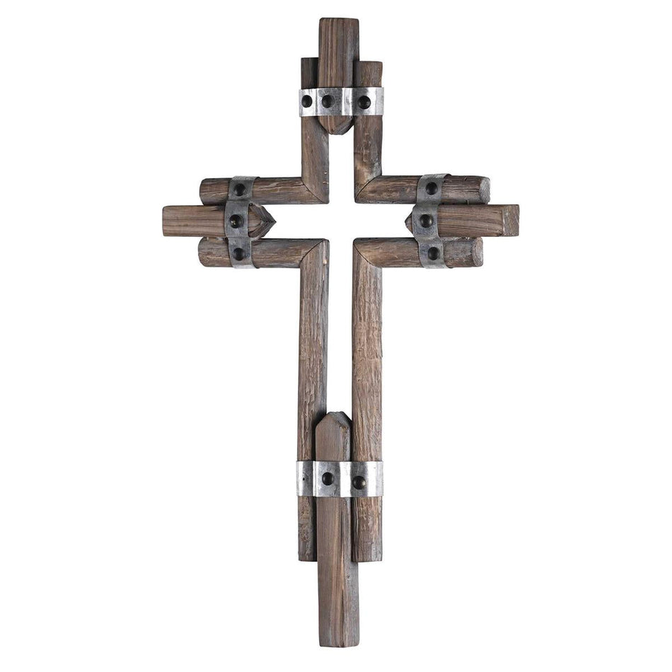 Wall Cross Wood Metal Bands 19.5h by Dicksons