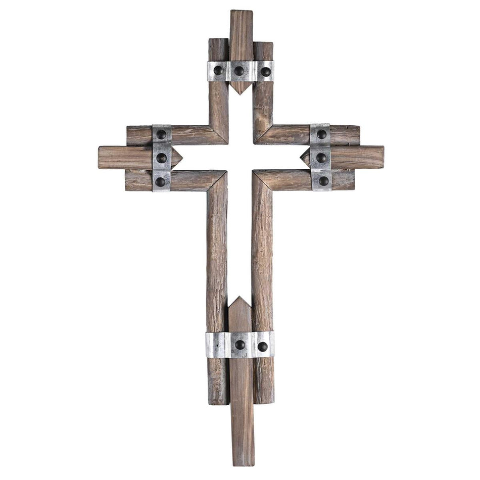 Wall Cross Wood Metal Bands 19.5h by Dicksons, product view 2