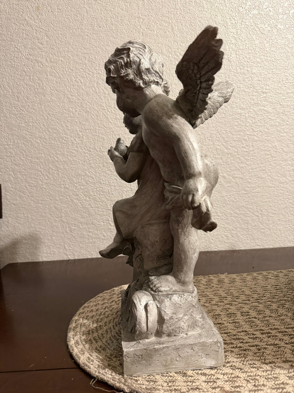 "Divine Protection" – Hand-Finished 17" Guardian Angel & Child Garden Statue