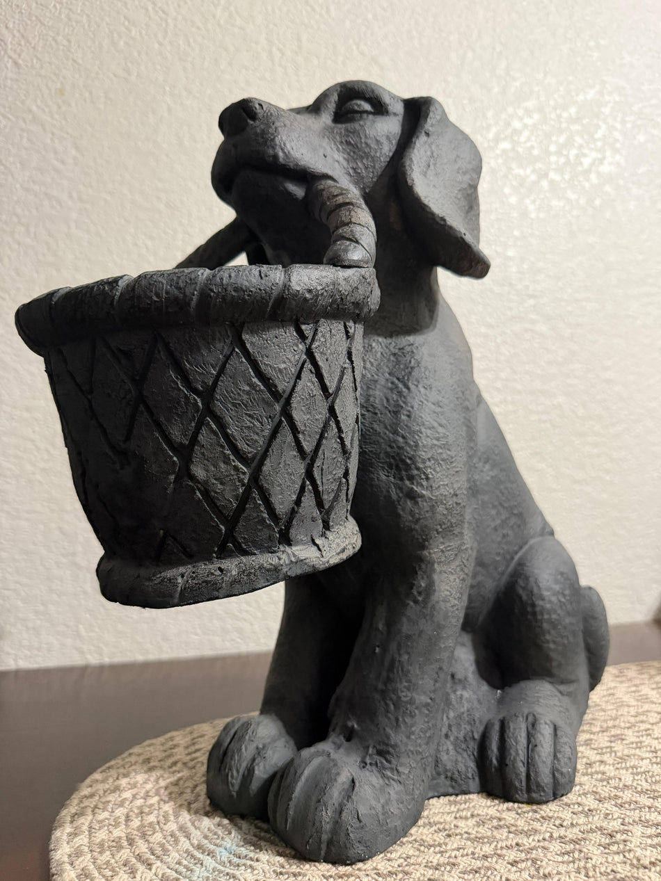 The Faithful Companion | Charcoal Stone Valet & Planter  17" Dog