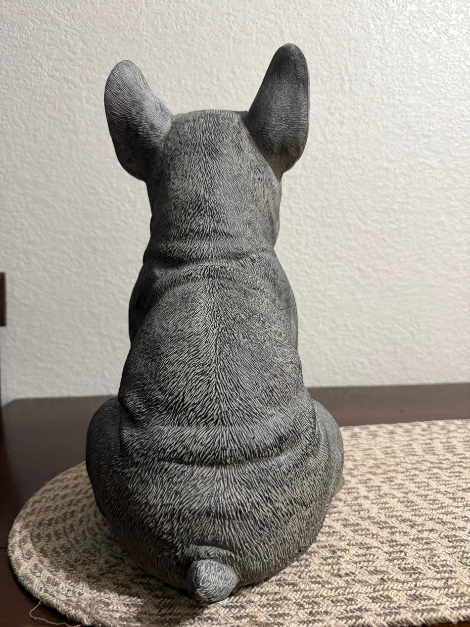 "Expectant Faith" – 16" Tall French Bulldog Charcoal Stone-Finish Statue