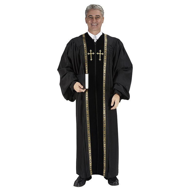 Wesley Collection Peachskin Pulpit Robe Black