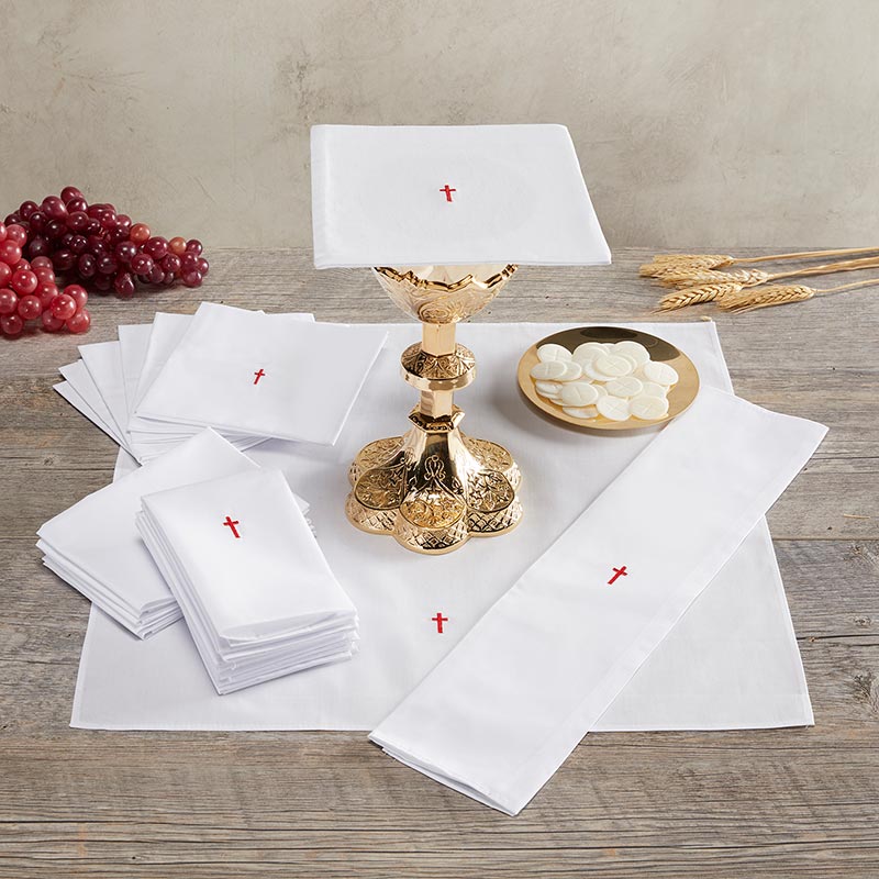 Red Cross Mass Linens Set - Poly Cotton Blend by Christian Brands, product view 2