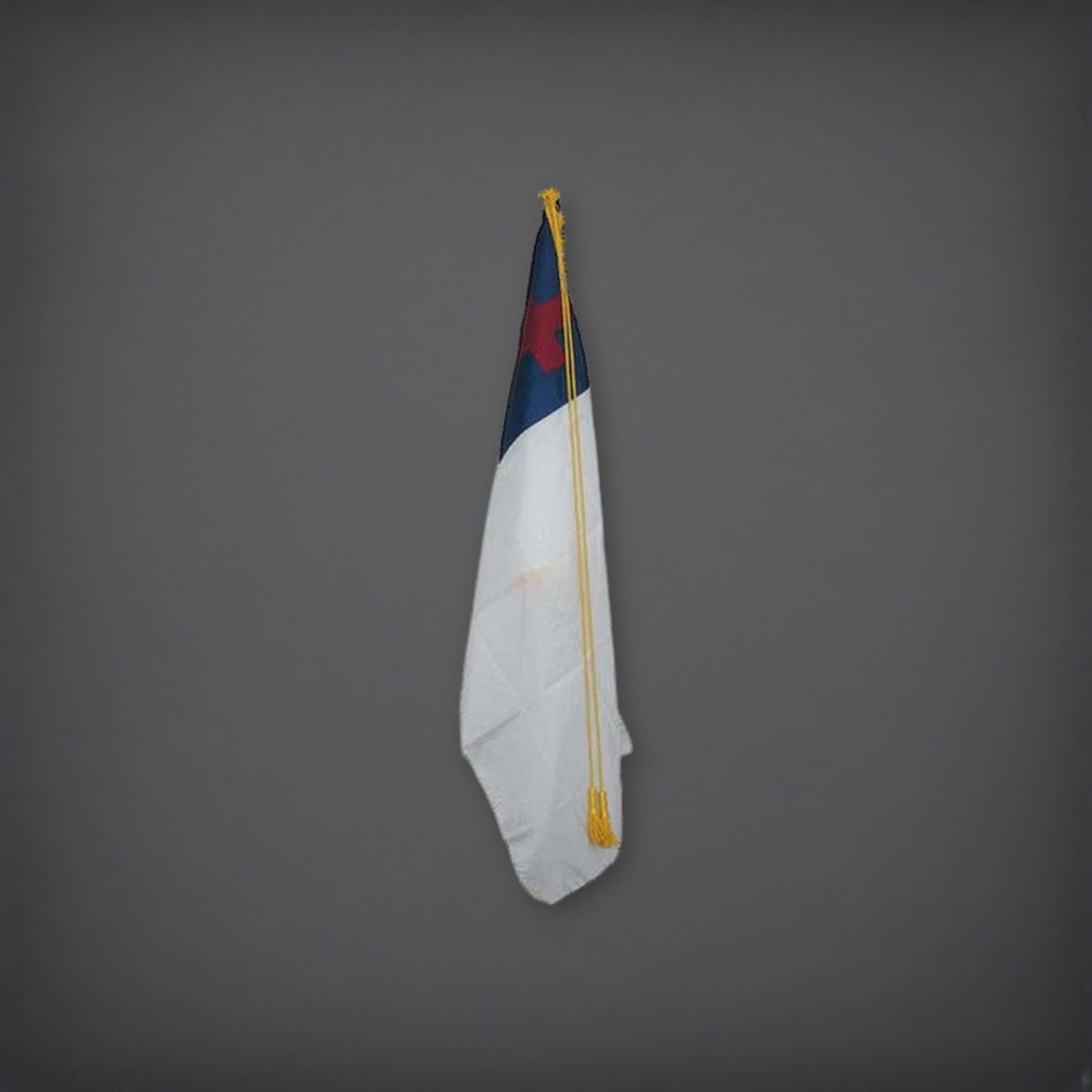 3' x 5' Indoor Christian Flag - Plain on a charcoal backdrop