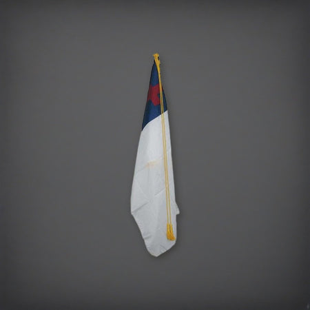 3' x 5' Indoor Christian Flag - Plain on a charcoal backdrop