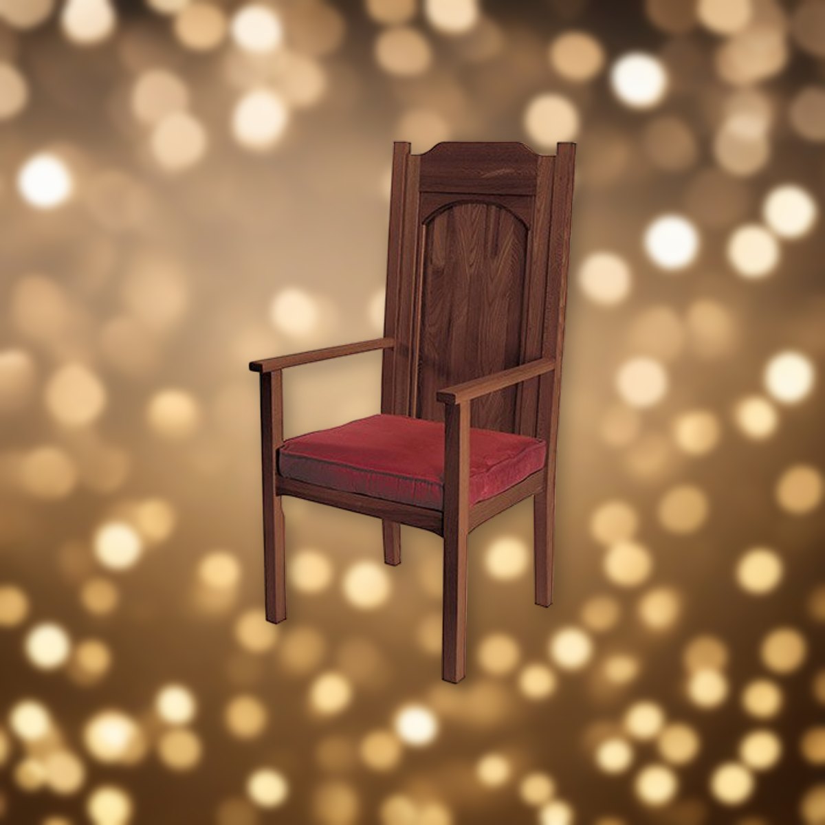 Abbey Celebrant Chair - Walnut or Medium Oak Stain against soft golden light