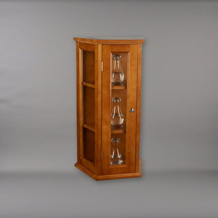 Ambry Display Cabinet - Medium Oak on a soft grey backdrop