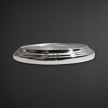 Bread Plate Base - Silvertone Aluminum by Artistic on a charcoal backdrop