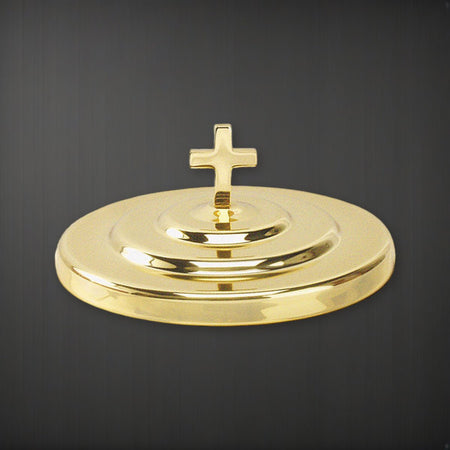 Bread Plate Cover - Brasstone Aluminum by Artistic on a charcoal backdrop