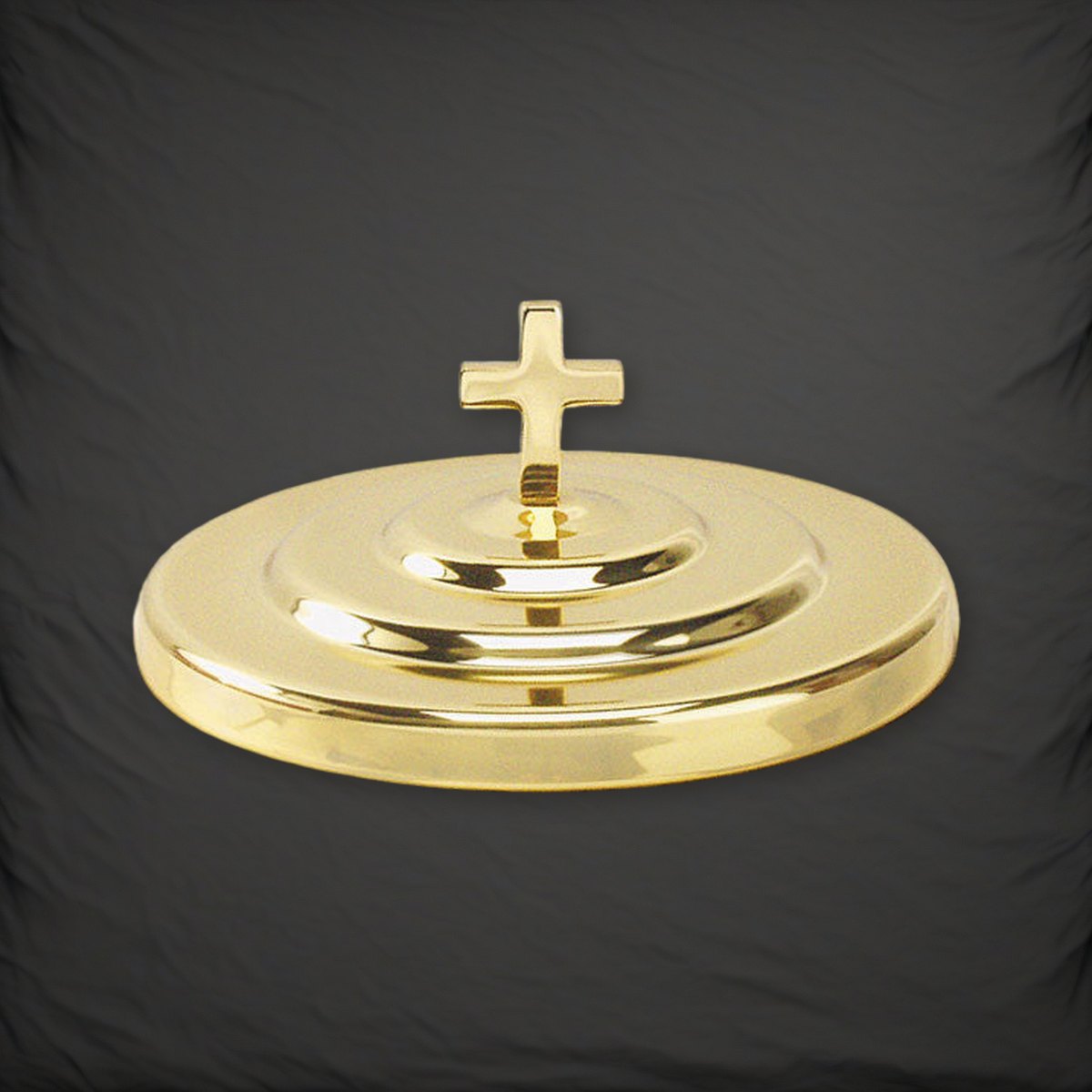 Bread Plate Cover - Brasstone Aluminum by Artistic on a charcoal backdrop