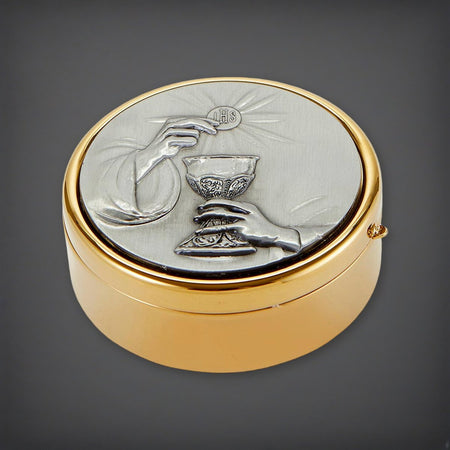 Chalice & Host Hospital Pyx on a charcoal backdrop
