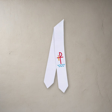Chi Rho Baptismal Stole 12/pk on a stone background