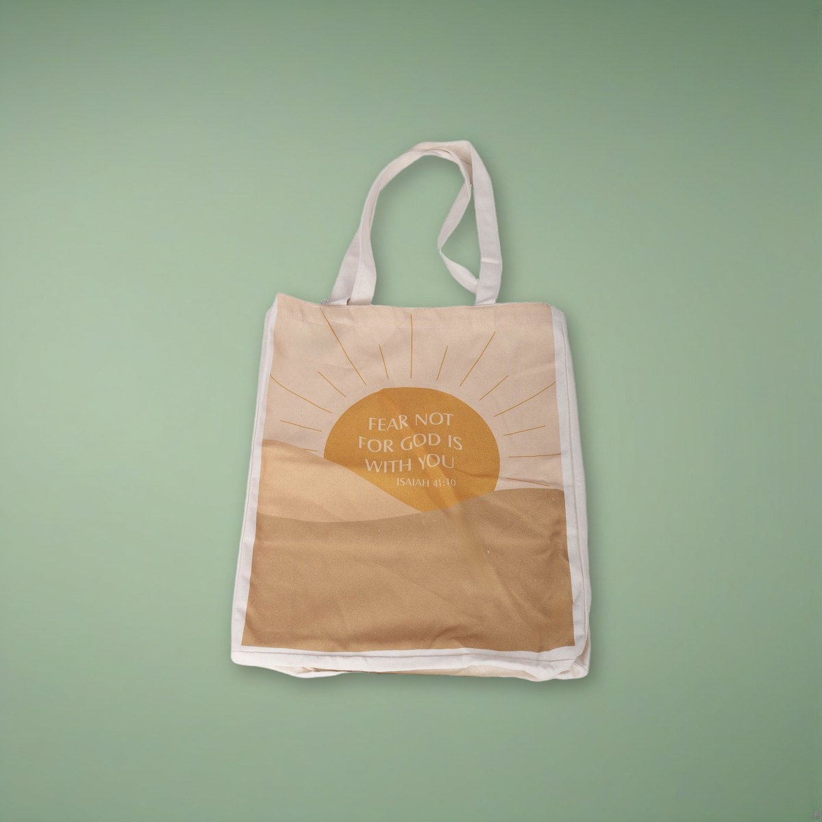 Classic Cotton Tote - Fear Not on a sage green backdrop