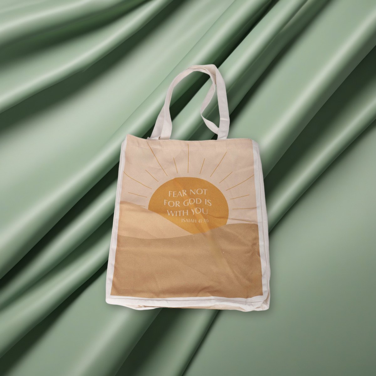 Classic Cotton Tote - Fear Not on a sage green backdrop