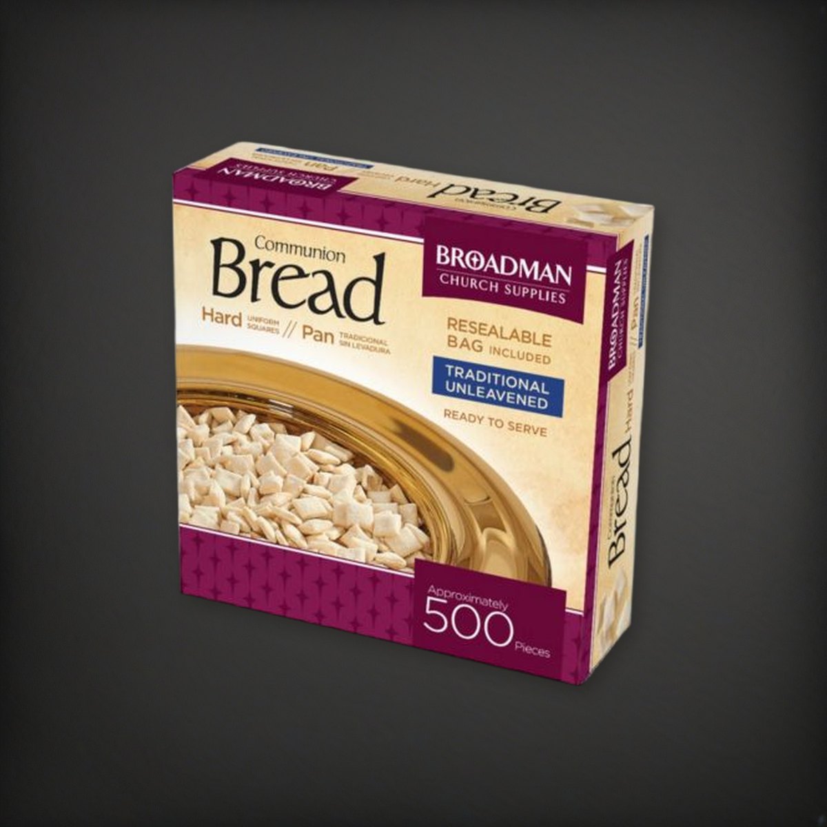 Hard Unleavened Communion Bread - Single Box or Case of 40 on a charcoal backdrop