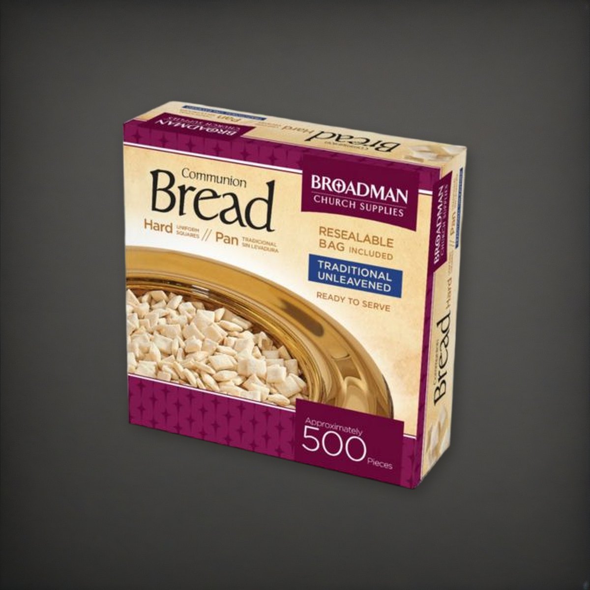Hard Unleavened Communion Bread - Single Box or Case of 40 on a charcoal backdrop
